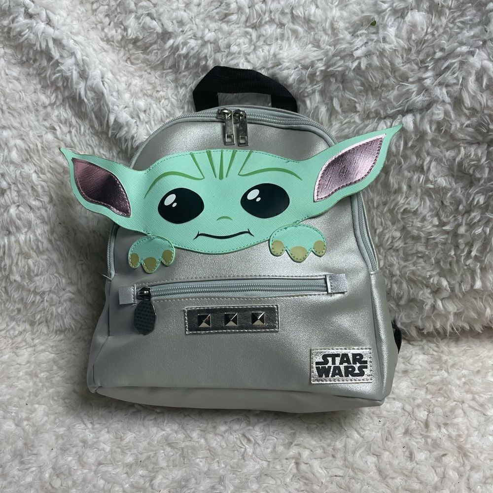 Star Wars Grogu Baby Yoda Mini Backpack Silver & mint green